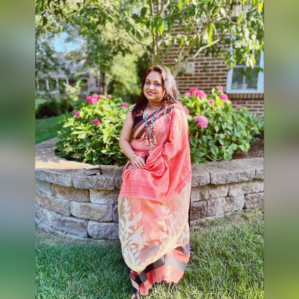 Women Pure Matka Muslin Jamdani W Custom Designer Blouse Handloom Festive